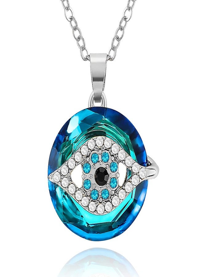 CARPDIM Evil Eye Necklace, Evil Eye Pendant Necklace with Circle Crystal as Evil Eye Jewelry Necklaces Good Luck Vintage Evil Eye Pendant Jewelry Birthday Necklaces for Women Friend Female - Image 1